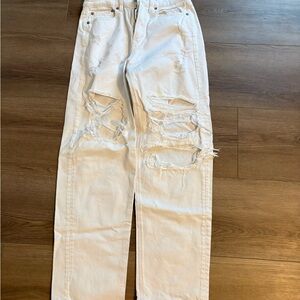 Distressed White womens Jeans
